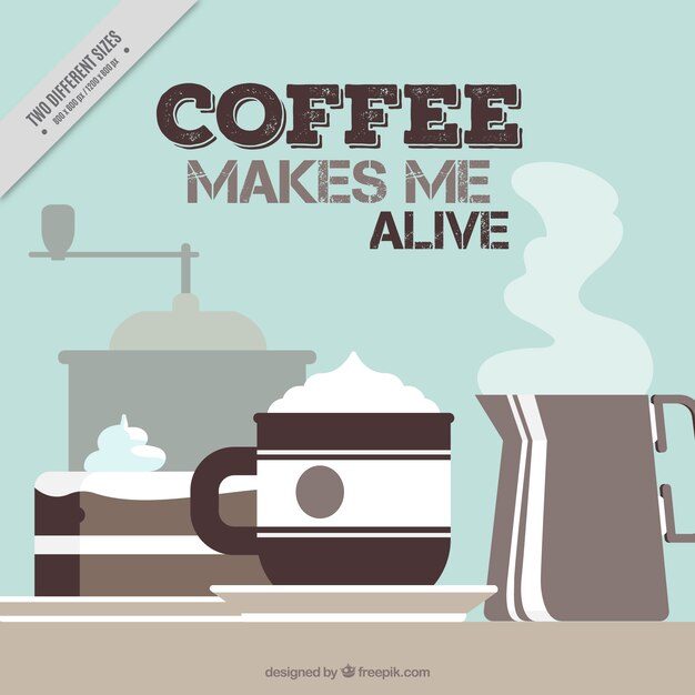 Fondo vintage de accesorios de cafetería en diseño plano 