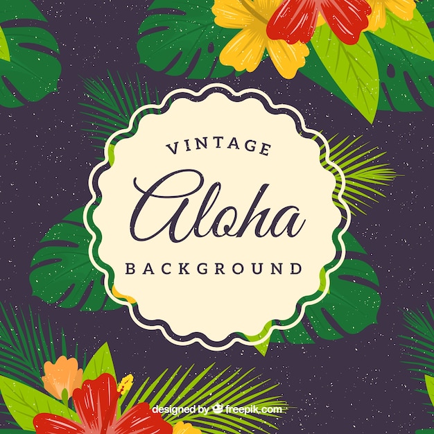 Fondo vintage de aloha con flores