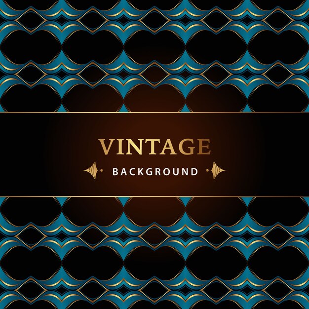 Fondo vintage azul y dorado