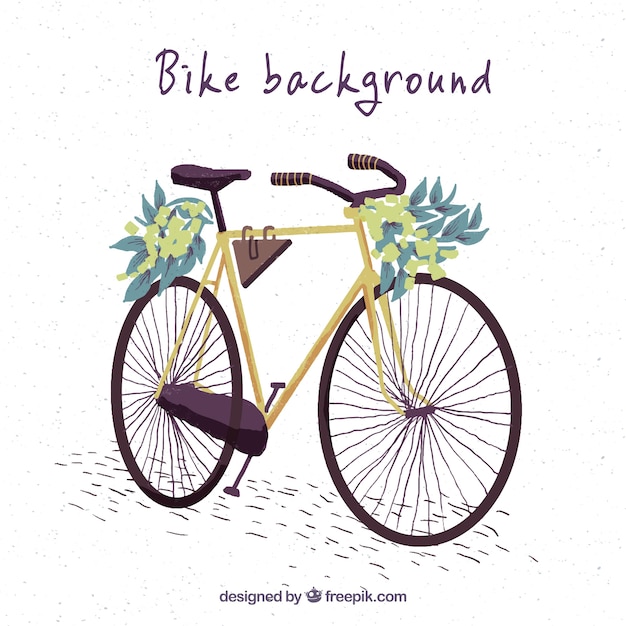 Vector gratuito fondo vintage de bicicleta con decoración floral