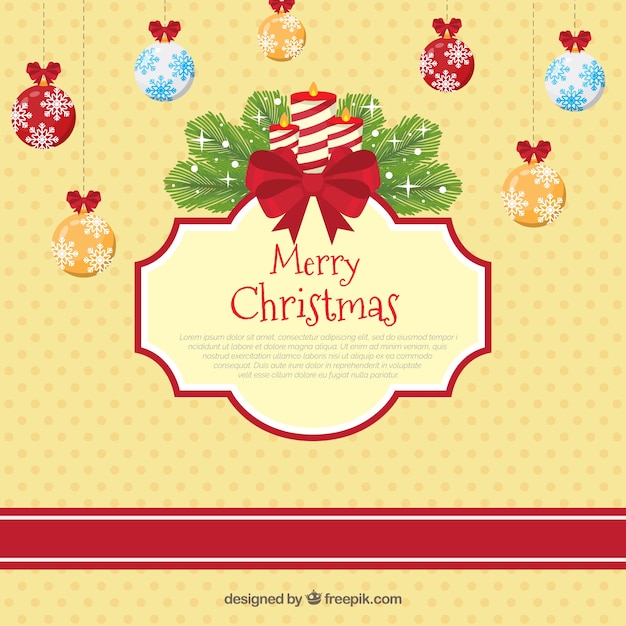 Fondo vintage con bolas de navidad y velas 