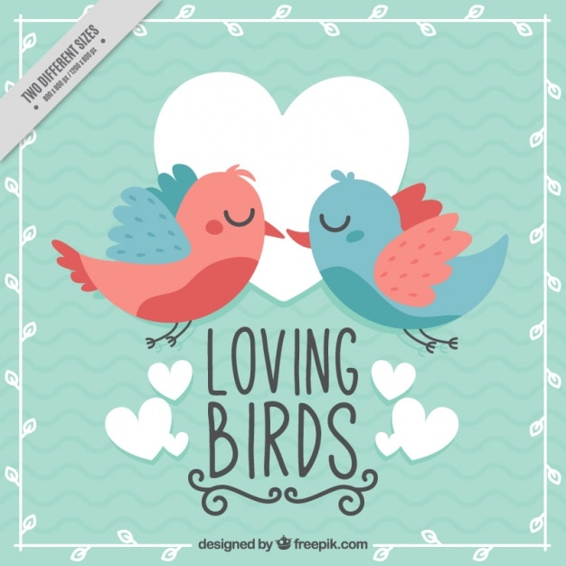Vector gratuito fondo vintage de bonitos pájaros enamorados