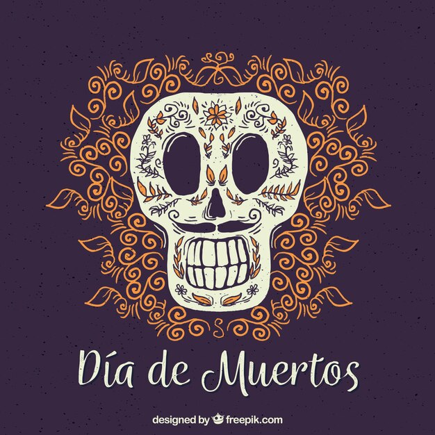 Fondo vintage de calavera ornamental mexicana 