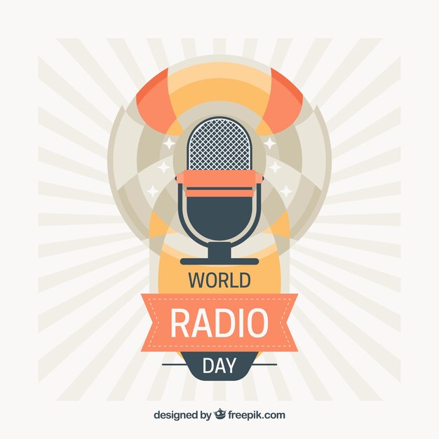 Fondo vintage del día mundial de la radio con micrófono 