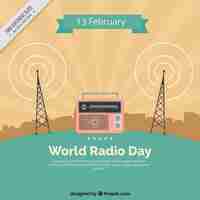 Vector gratuito fondo vintage del día mundial de la radio