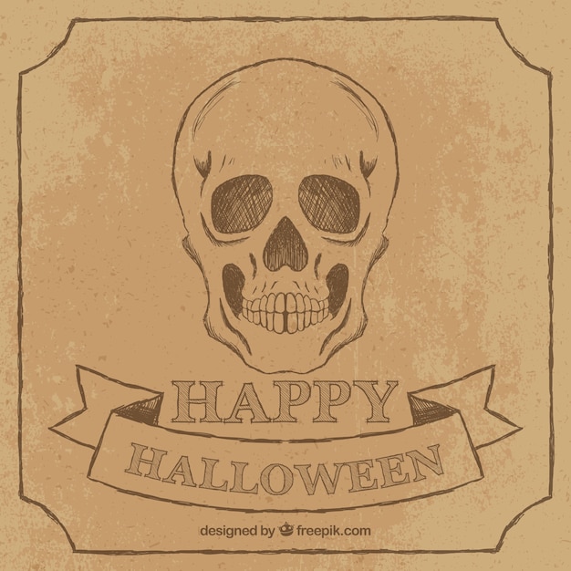 Vector gratuito fondo vintage de dibujo de calavera