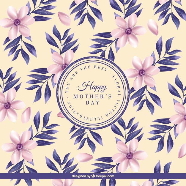 Fondo vintage de flores con hojas del día de la madre 