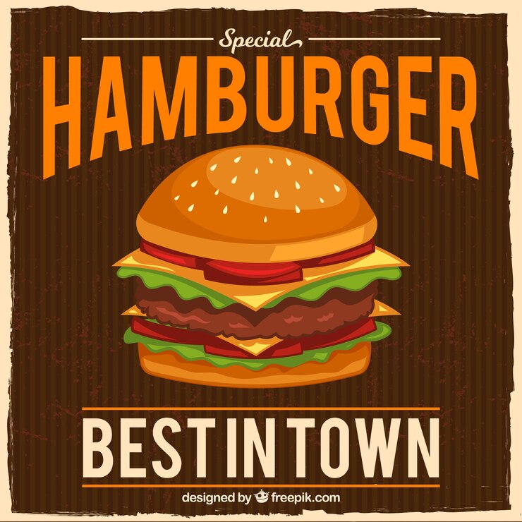 Vector gratuito fondo vintage con hamburguesa apetitosa