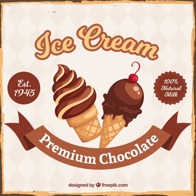 Fondo vintage de helados de chocolate 