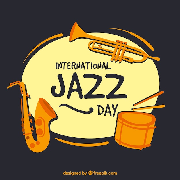 Vector gratuito fondo vintage de jazz con varios instrumentos musicales