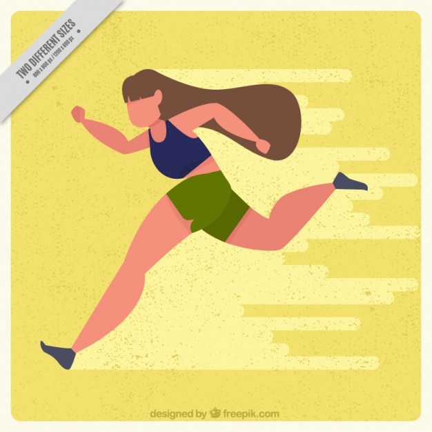 Vector gratuito fondo vintage de mujer deportista corriendo