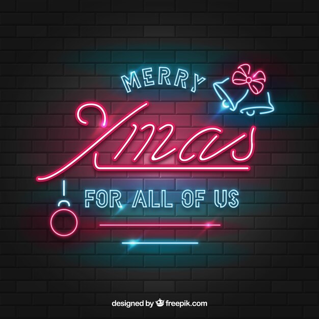 Fondo vintage navideño de luces de neon