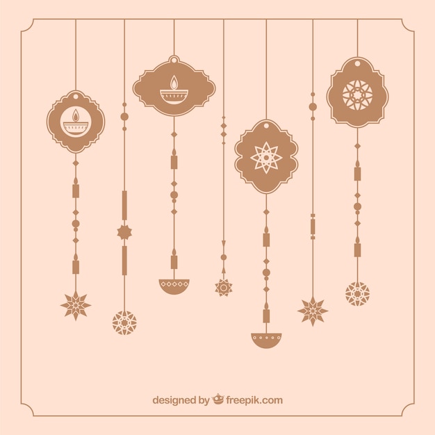 Vector gratuito fondo vintage de ornamentos de diwali