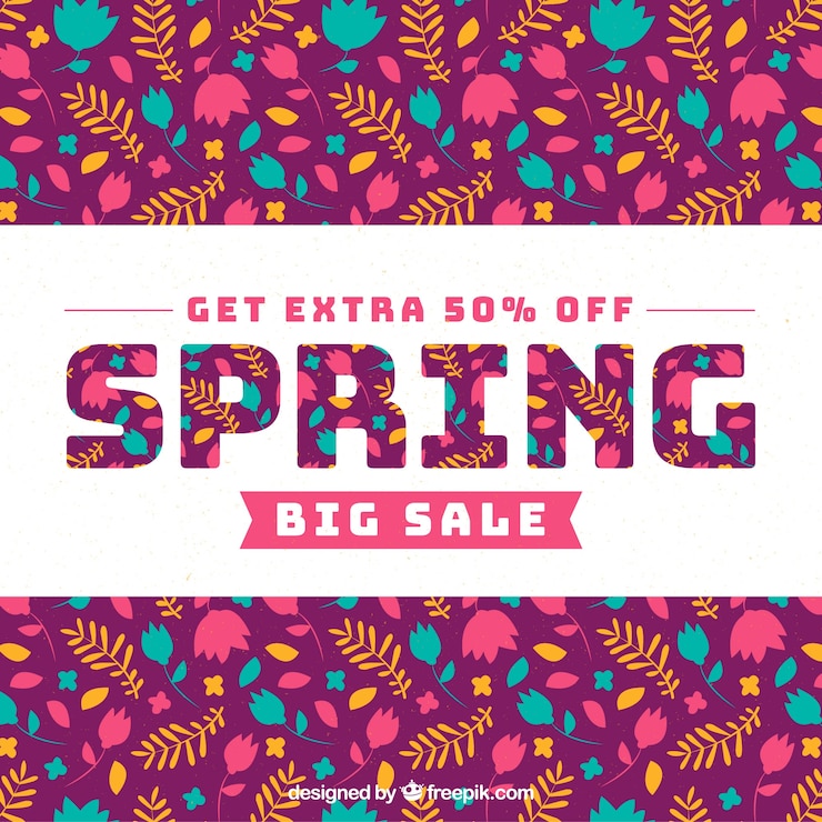 Vector gratuito fondo vintage de rebajas de primavera