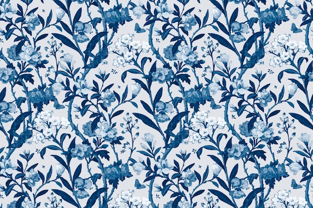 Fondo vintage vector patrón floral azul