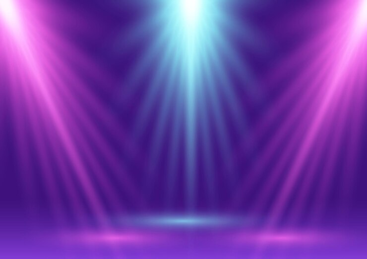 Vector gratuito fondo de visualización abstracto con focos azules y rosados brillando hacia abajo