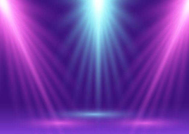 Fondo de visualización abstracto con focos azules y rosados brillando hacia abajo