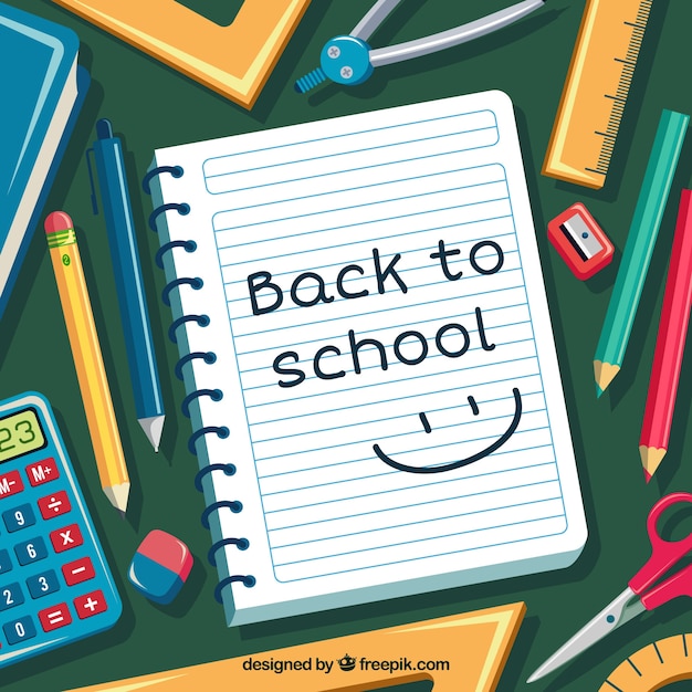 Fondo de vuelta al colegio con diseño plano