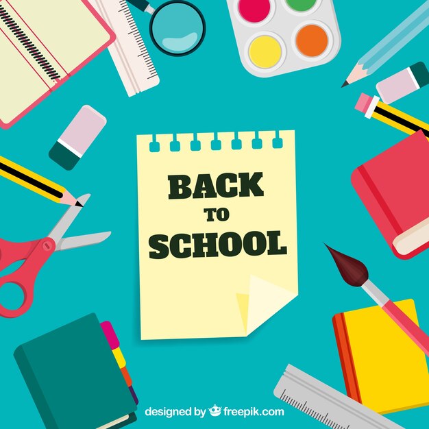 Fondo de vuelta al colegio con diseño plano