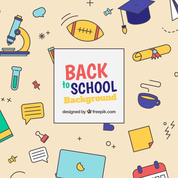 Fondo de vuelta al colegio con elementos