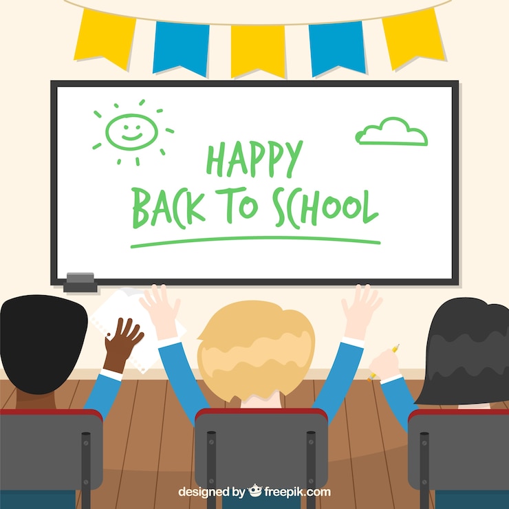 Vector gratuito fondo de vuelta al colegio con estudiantes