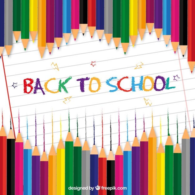 Fondo de vuelta al colegio con lápies de colores