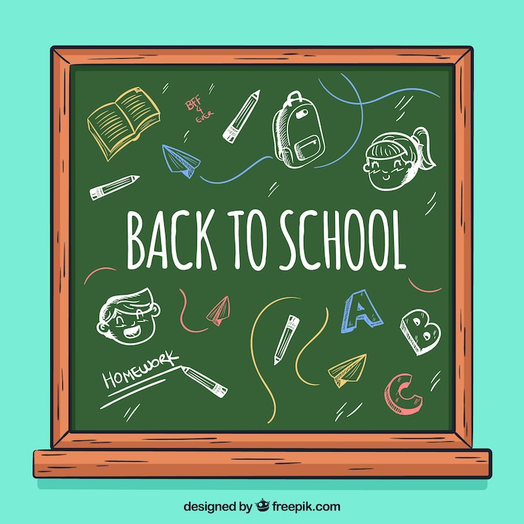 Vector gratuito fondo de vuelta al colegio con pizarra