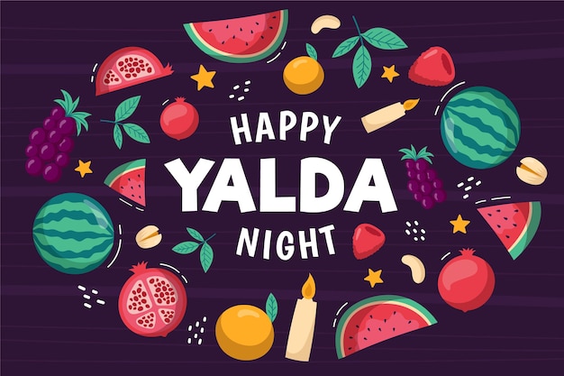 Fondo de yalda dibujado a mano