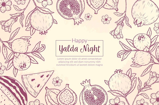 Vector gratuito fondo de yalda dibujado a mano