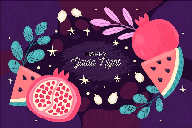 Vector gratuito fondo de yalda dibujado a mano