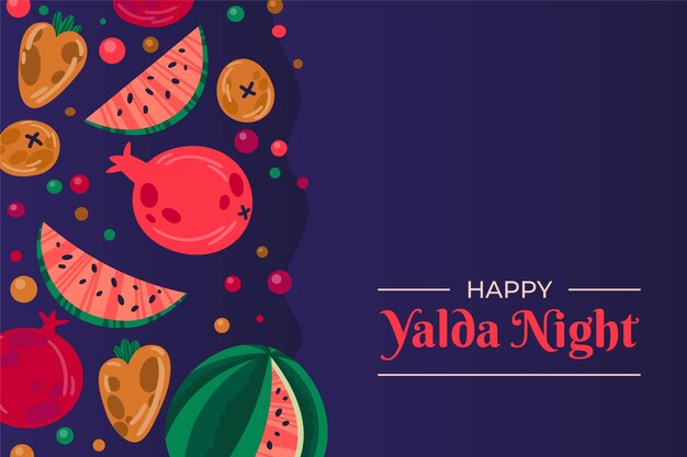 Fondo de yalda de diseño plano con frutas
