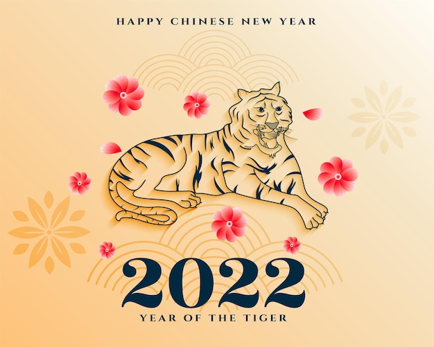 Fondo de zodiaco tigre tradicional año nuevo chino 2022 vector gratuito