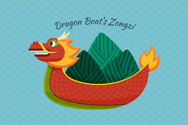 Vector gratuito fondo zongzi de barco dragón dibujado a mano