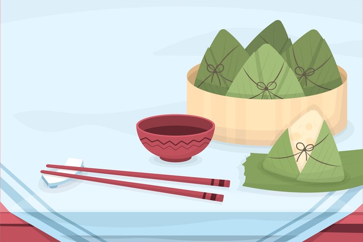 Vector gratuito fondo zongzi del barco dragón plano