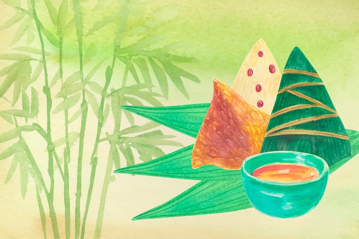 Vector gratuito fondo de zongzi y salsa