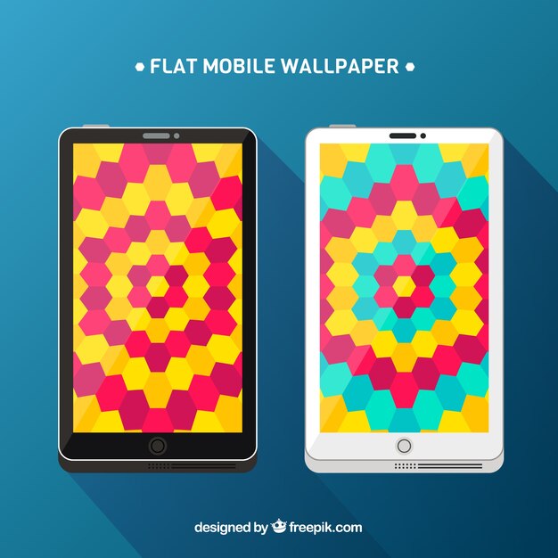 Fondos coloridos de móvil con hexágonos 