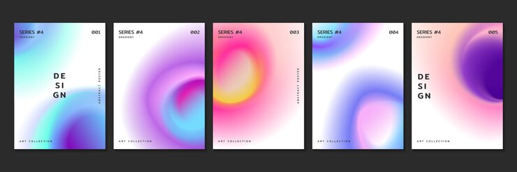 Vector gratuito fondos de gradiente de color fluido o carteles con círculos brillantes radiales borrosos