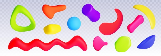Forma 3D de arcilla de plasticina de colores brillantes y abstractos