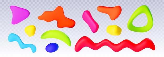 Forma 3D de arcilla de plasticina de colores brillantes y abstractos