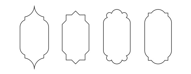 Forma de contorno vectorial árabe de un arco de ventana o puerta patrón arabesco islámico