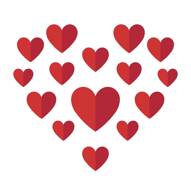 Forma de corazón hecha de corazones de diferentes formas