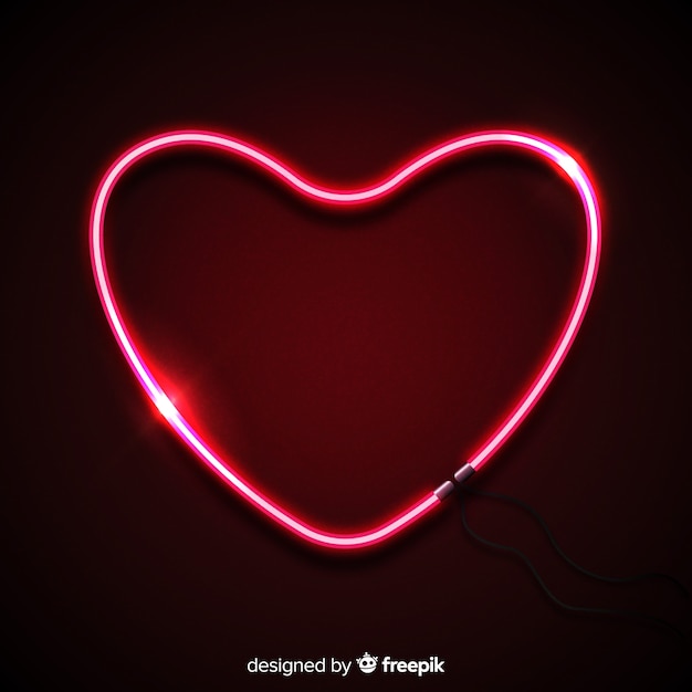 En forma de corazón de neón