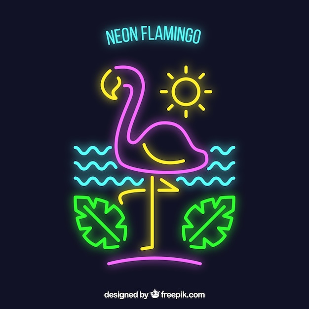 Forma de flamenco con luz de neón