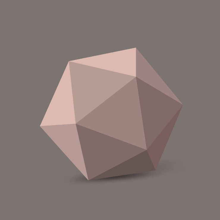 Vector gratuito forma de icosaedro rosa, vector de elemento geométrico de representación 3d