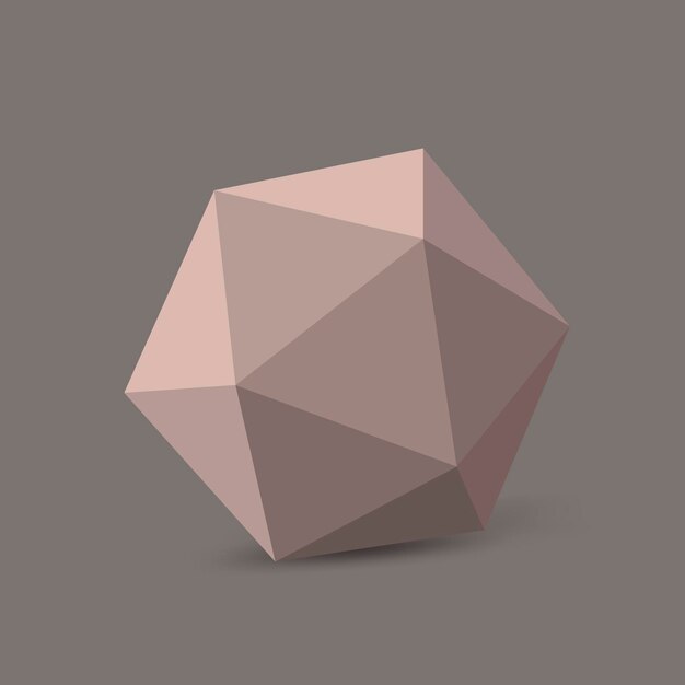 Forma de icosaedro rosa, vector de elemento geométrico de representación 3D