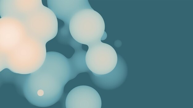 Forma de metaball fluido 3d abstracto con bolas de color verde claro. Gotas orgánicas de pastel líquido Synthwave con color degradado.
