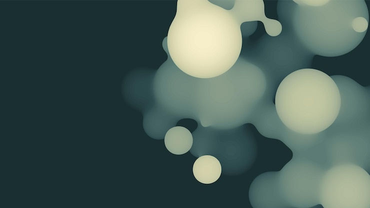 Vector gratuito forma de metaball fluido 3d abstracto con bolas de color verde claro. gotas orgánicas de pastel líquido synthwave con color degradado.