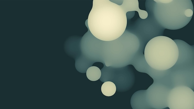 Forma de metaball fluido 3d abstracto con bolas de color verde claro. Gotas orgánicas de pastel líquido Synthwave con color degradado.