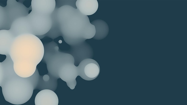 Forma de metaball fluido 3d abstracto con bolas pastel oscuras.