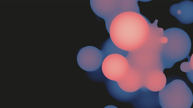 Forma de metaball fluido 3d abstracto con bolas violetas
